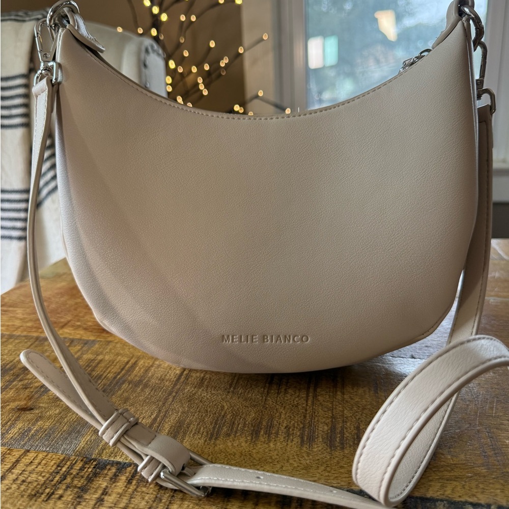 Melie Bianco Women's Shoulder Bag Structured Ivory Soft Vegan Leather